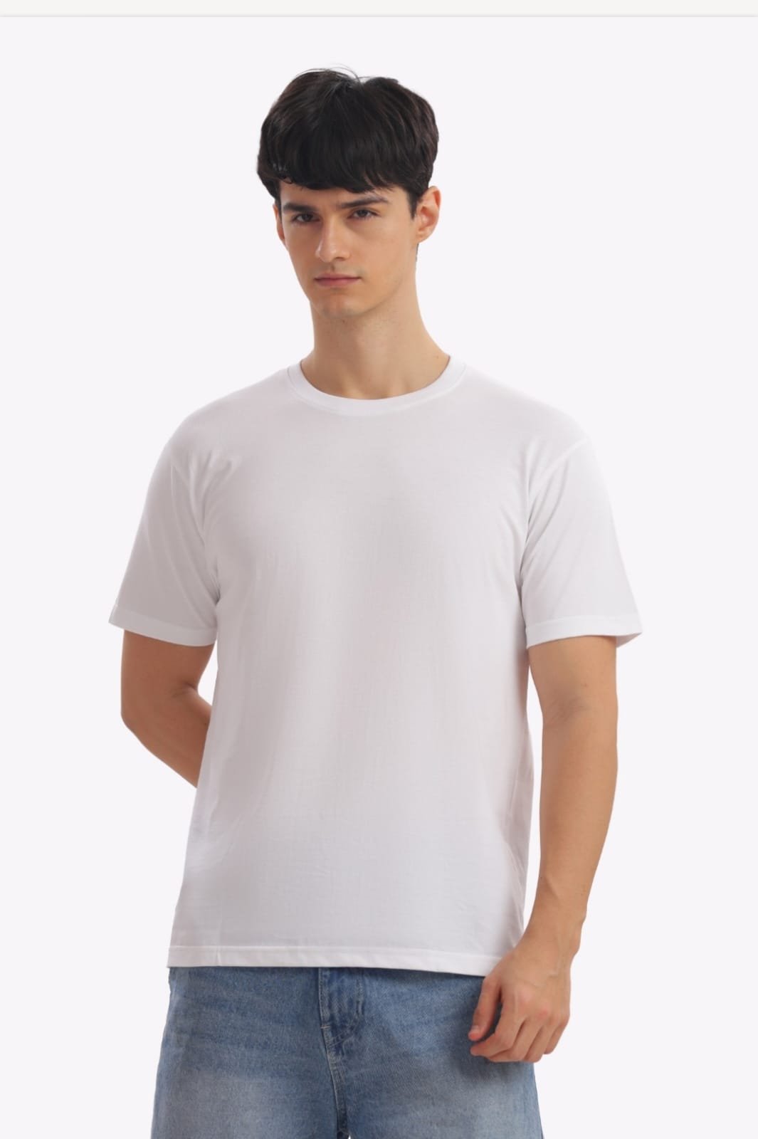 Regular Half Sleeve Plain Round Nick T-Shirt,Double Bio Wash + Silicon Wash - Image 2
