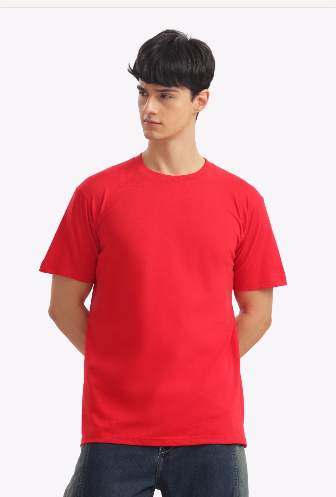 Regular Half Sleeve Plain Round Nick T-Shirt,Double Bio Wash + Silicon Wash - Image 3